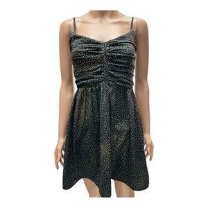 Roxy - EC - Black and Gold Backless Ruched Mini Dress for Cocktail